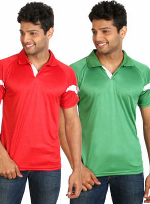 

Campus Sutra Solid Men Polo Neck Red, Green T-Shirt(Pack of 2)