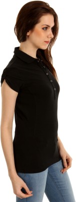 

Puma Solid Women's Polo Neck Black T-Shirt