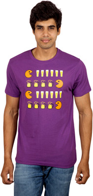 

Red Line Graphic Print Men' Round Neck Purple T-Shirt, Imperial purple