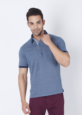 

Park Avenue Solid Men's Polo Neck Blue T-Shirt