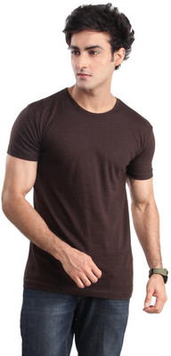 

Inkovy Solid Men' Round Neck Brown T-Shirt