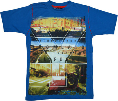 

Crux & Hunter Boys Printed T Shirt(Blue, Pack of 1