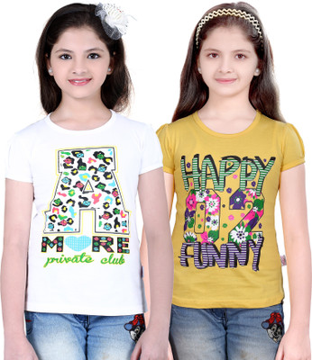 

FabTag - Sini Mini Girls Printed T Shirt(Multicolor