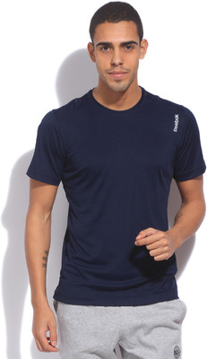 

REEBOK Solid Women's Round Neck Blue T-Shirt, Fauind