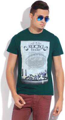 

Indian Terrain Printed Men's Round Neck Green T-Shirt, Tree green