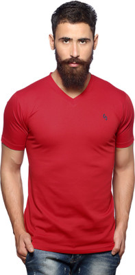 

Nucode Solid Men's V-neck Red T-Shirt
