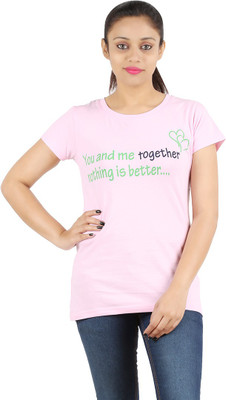 

Ymfonline.Com Printed Women's Round Neck Pink T-Shirt, Light pink
