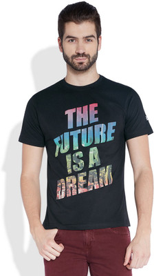 

Parx Printed Men's Round Neck Black T-Shirt