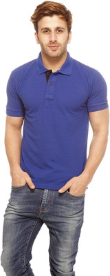 

Gritstones Solid Men's Polo Neck Blue T-Shirt