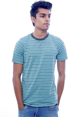

Urban Flux Striped Men' Round Neck Green, Grey T-Shirt