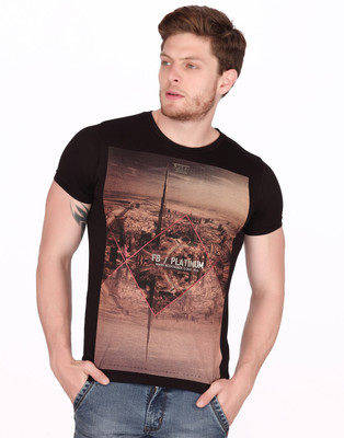 

Fritzberg Printed Men's Round Neck Black T-Shirt