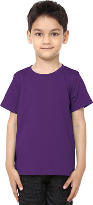 

99Tshirts Boys Solid Cotton T Shirt(Purple, Pack of 1)