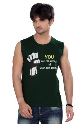 

Elegance Cut Printed Men's Round Neck Dark Green T-Shirt