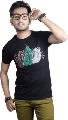 

Spur Printed Men' Round Neck Black T-Shirt
