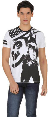 

Captain America Printed Men's Round Neck White, Black T-Shirt
