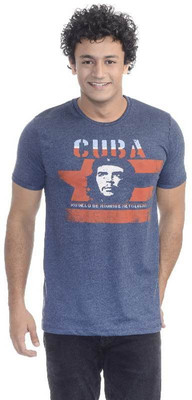 

Che Guevara Printed Men's Round Neck Blue T-Shirt, Navy melange