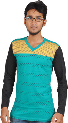 

Harsha Printed Men's V-neck Green T-Shirt