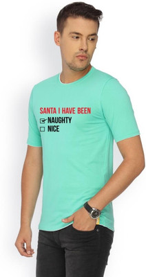 

Campus Sutra Printed Men Round Neck Green T-Shirt