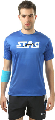 

Stag Printed Men' Round Neck Blue, Blue T-Shirt