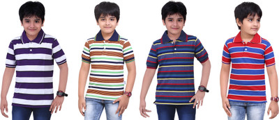 

Dongli Boys Striped T Shirt(Multicolor, Pack of 4), Combo color