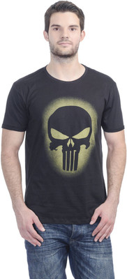 

Marvel Comics Printed Men's Round Neck Black T-Shirt, Marvel comics black