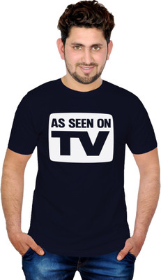 

INKIT Graphic Print Men' Round Neck Blue T-Shirt, Navy blue