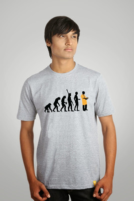 

Campus Sutra Printed Men Round Neck Grey T-Shirt