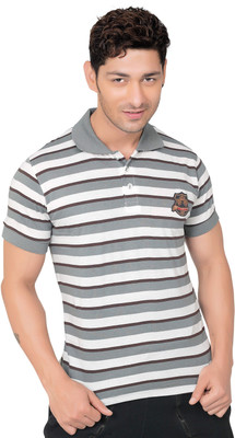

Free Spirit Striped Men's Polo Neck Grey, White T-Shirt, Grey and white