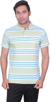 

Proline Striped Men's Polo Neck Green T-Shirt