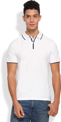 

Arise Solid Men's Polo Neck White T-Shirt