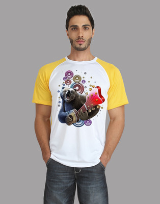

Trionic Printed Men's Round Neck White, Yellow T-Shirt, Canary yellow