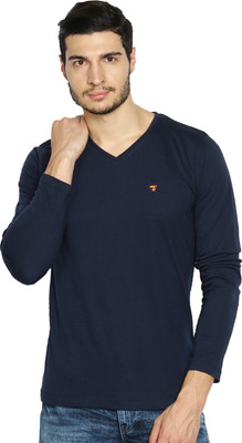 

The Indian Garage Co. Solid Men's V-neck Dark Blue T-Shirt, Navy