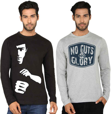 

SayItLoud Printed Men' Round Neck Black, Grey T-Shirt(Pack of 2