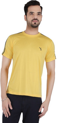 

Awack Solid Men's Round Neck Yellow T-Shirt