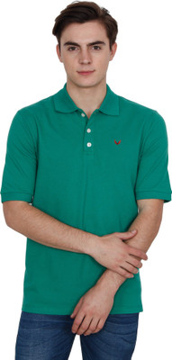 Yuvi Solid Men Polo Neck Green T-Shirt