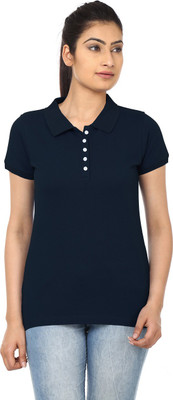 

99Tshirts Solid Women's Polo Neck Dark Blue T-Shirt, Navy blue