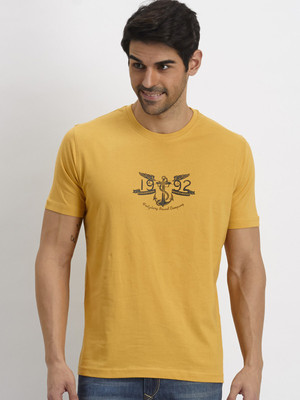 

Fritzberg Printed Men's Round Neck Yellow T-Shirt