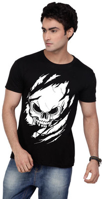 

Inkovy Graphic Print Men's Round Neck Black T-Shirt