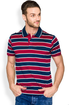 

Raymond Striped Men's Polo Neck Maroon T-Shirt