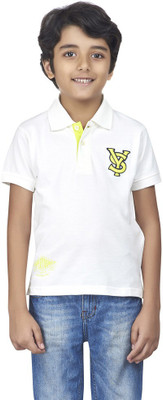 

SuperYoung Boys Printed T Shirt(White, Pack of 1, Off white