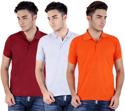 

Sanvi Traders Solid Men Polo Neck Multicolor T-Shirt(Pack of 3