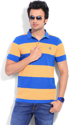 

United Colors of Benetton Striped Men's Polo Neck Yellow, Blue T-Shirt, 902