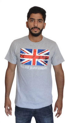 

Uniqe Printed Men's Round Neck Grey T-Shirt, Gray