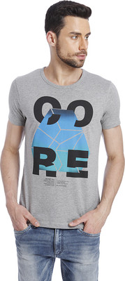

Jack & Jones Printed Men's Round Neck Grey T-Shirt, Light grey melange