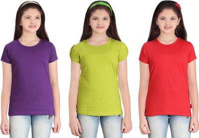 

FabTag - Sini Mini Girls Solid T Shirt(Multicolor