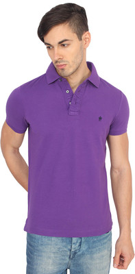 

French Connection Solid Men's Polo Neck Purple T-Shirt, Bold purple