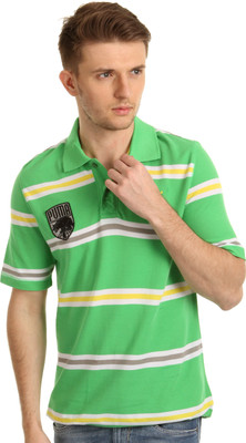 

Puma Striped Men's Polo Neck Green T-Shirt, Island green