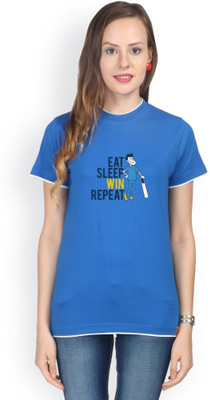

Campus Sutra Solid Women's Round Neck Blue T-Shirt, Royal blue
