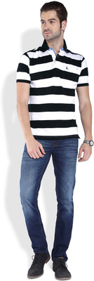 

Parx Striped Men's Polo Neck Blue T-Shirt