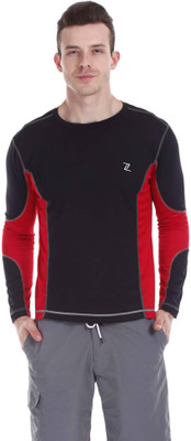 

Zobello Self Design Men's Round Neck Multicolor T-Shirt, Crimson red;real black